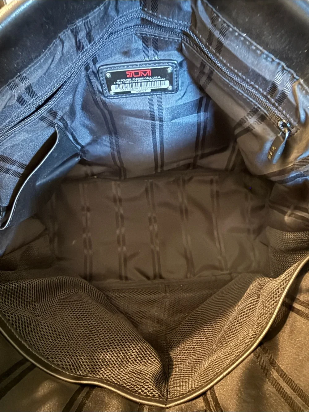TUMI Black Ballistic Nylon Messenger Bag Crossbody Shoulder Bag, Removable Pouch